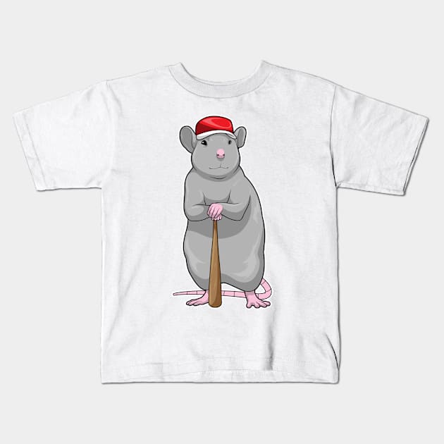 Rat Baseball Baseball bat Kids T-Shirt by Markus Schnabel